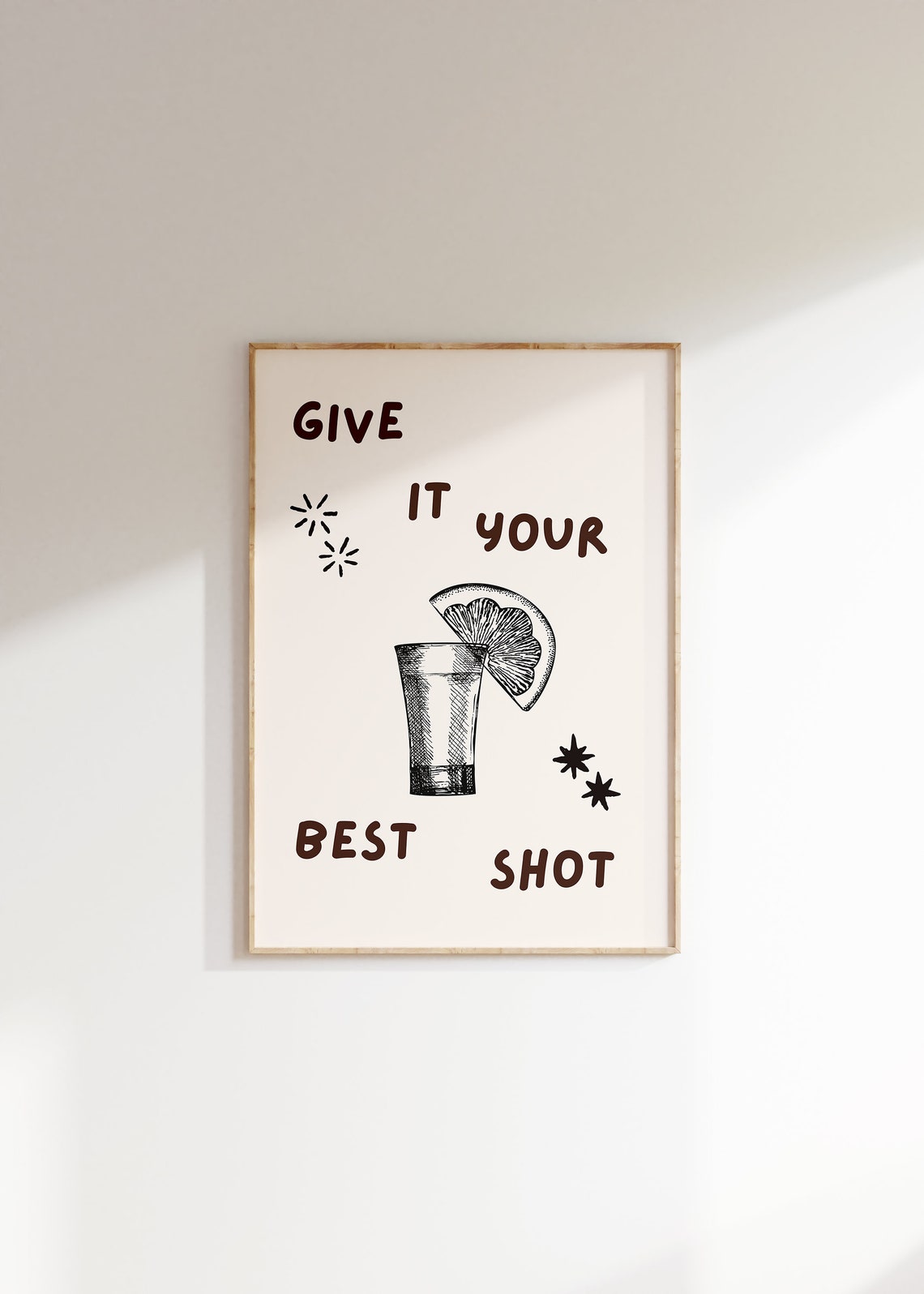 Give It Your Best Shot Tequila Lemon Slice Retro Bar Wall Art