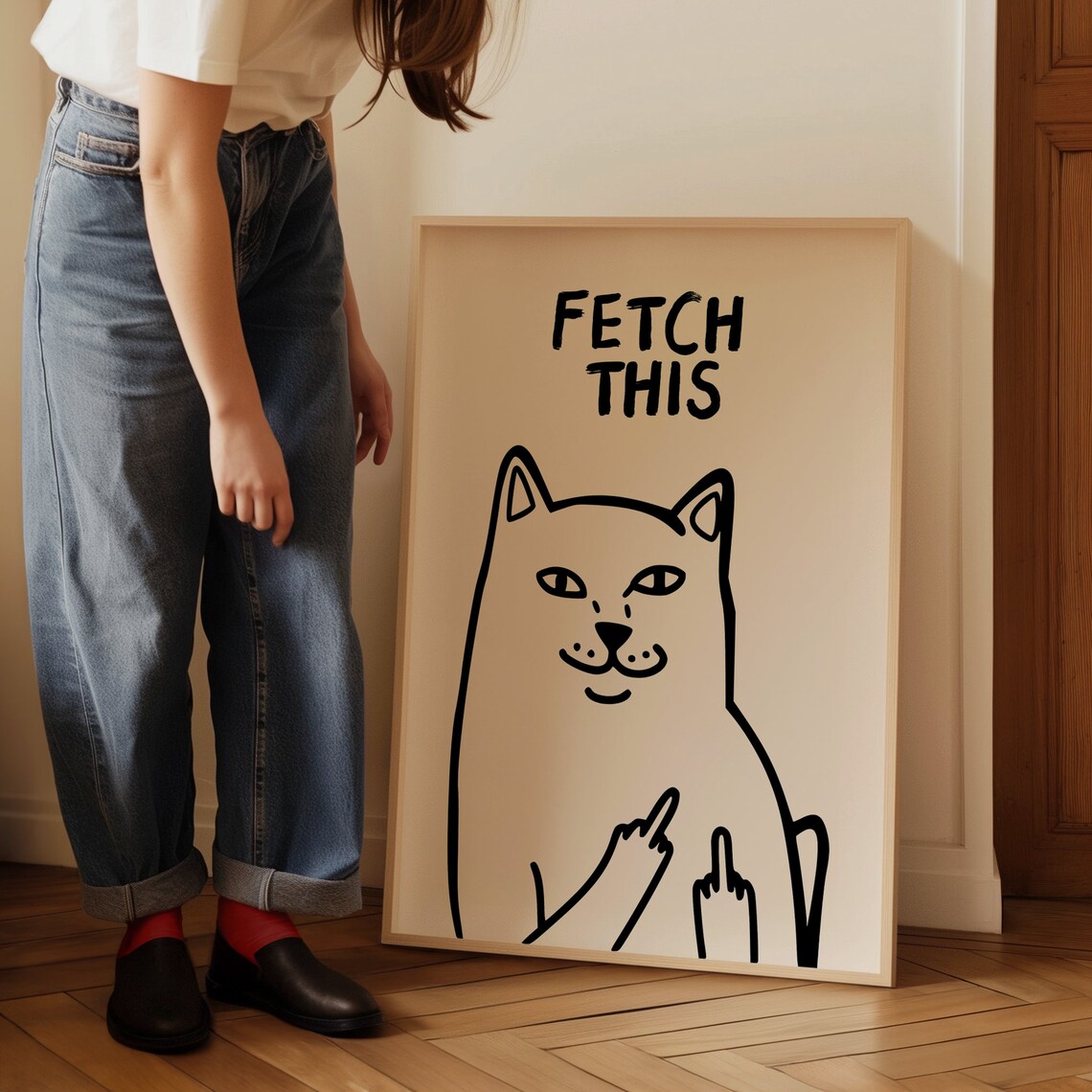 Fetch This Dog Art Print, Y2K Funny Animal Decor - Image 2