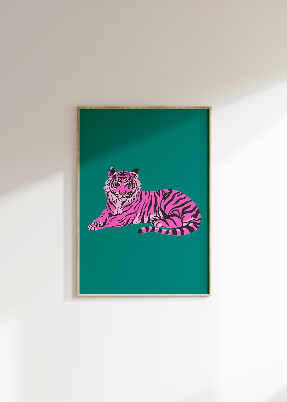 Tiger Green Leopard Feline Art Print, Big Cat