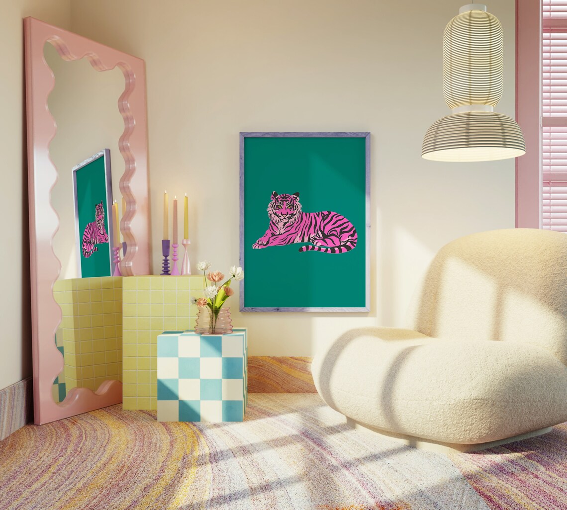 Tiger Green Leopard Feline Art Print, Big Cat - Image 4