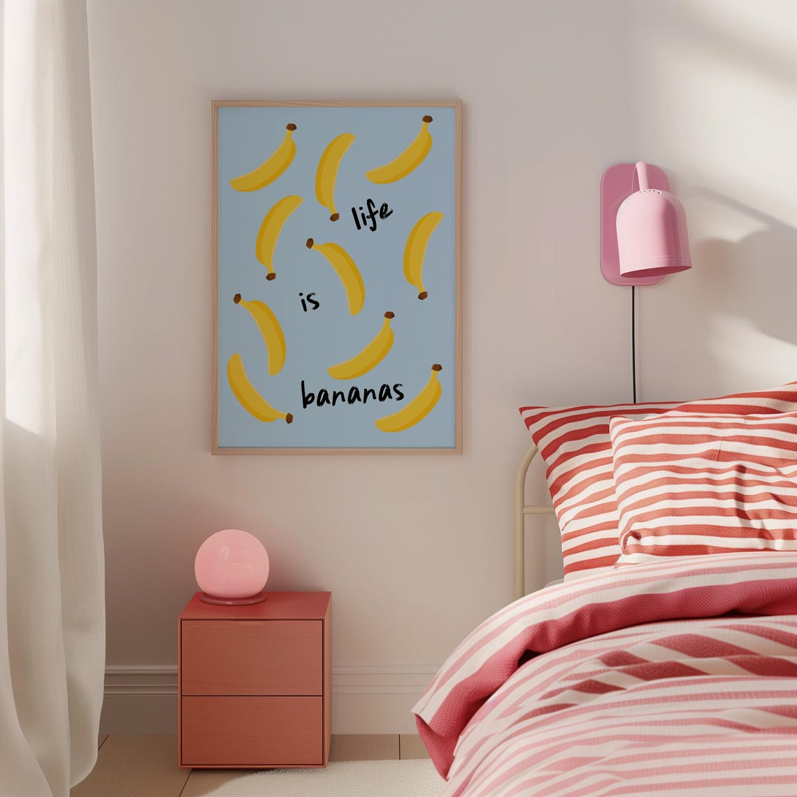 Life Is Bananas Yellow Bananas Blue Funny Kitchen Decor Wall Poster - Image 3