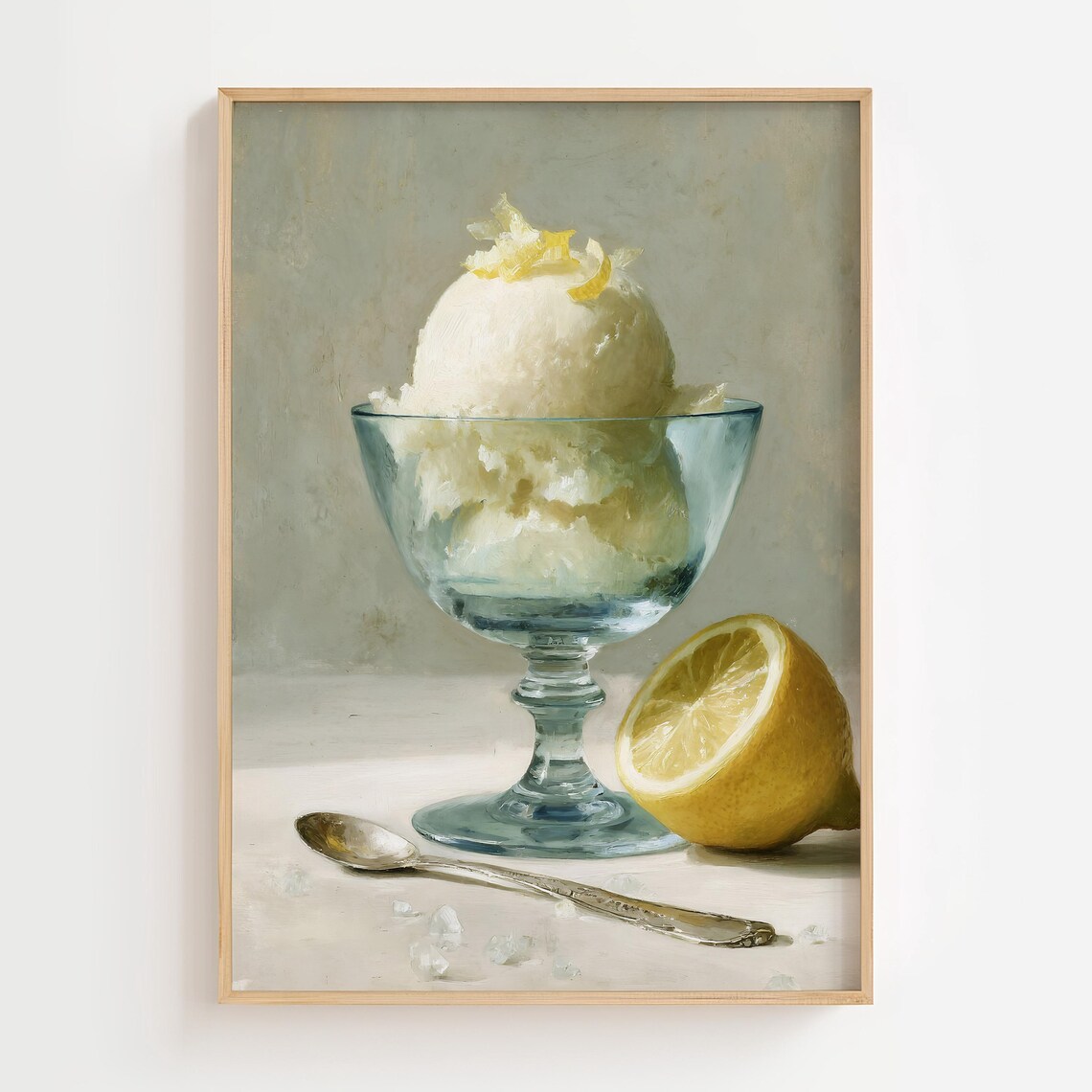 Lemon Sorbet Kitchen Art Print, Mediterranean Dessert