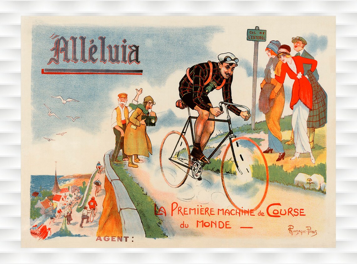 Alleluia Premiere Machine de Course Vintage French Cycling Poster
