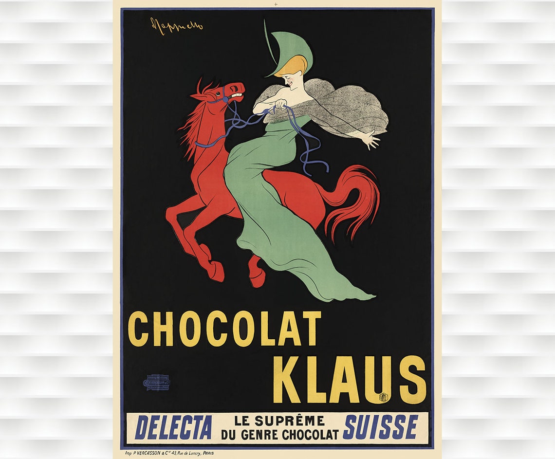 Chocolat Klaus Delecta Swiss Chocolate Cappiello Horse Poster