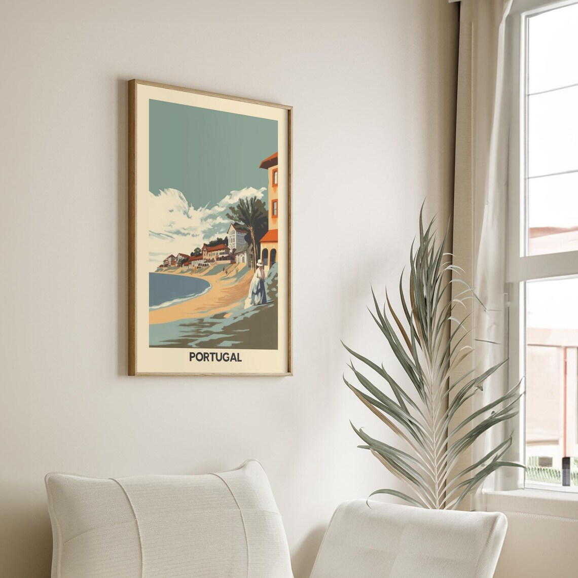 Portugal Sunny Coastal Town Beach Vintage Travel Charming Poster - Image 4