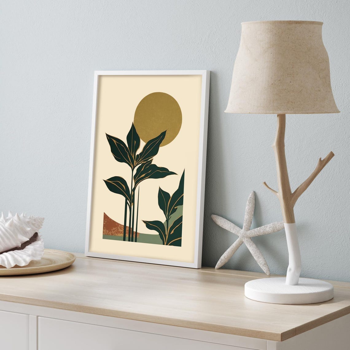 Abstract Botanical Leaves Gold Sun Modern Decor Charming Poster - Image 3