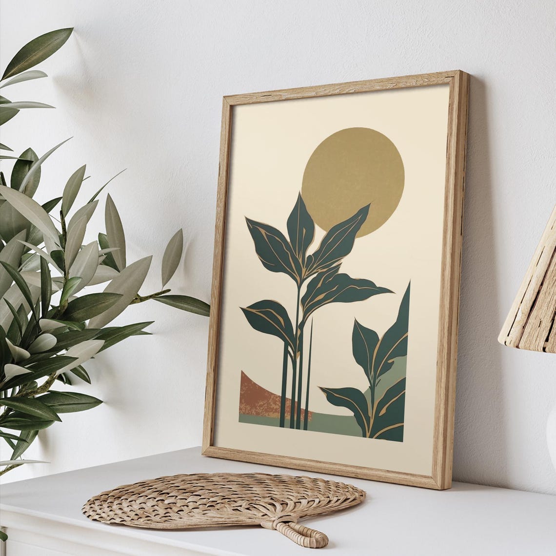 Abstract Botanical Leaves Gold Sun Modern Decor Charming Poster - Image 4
