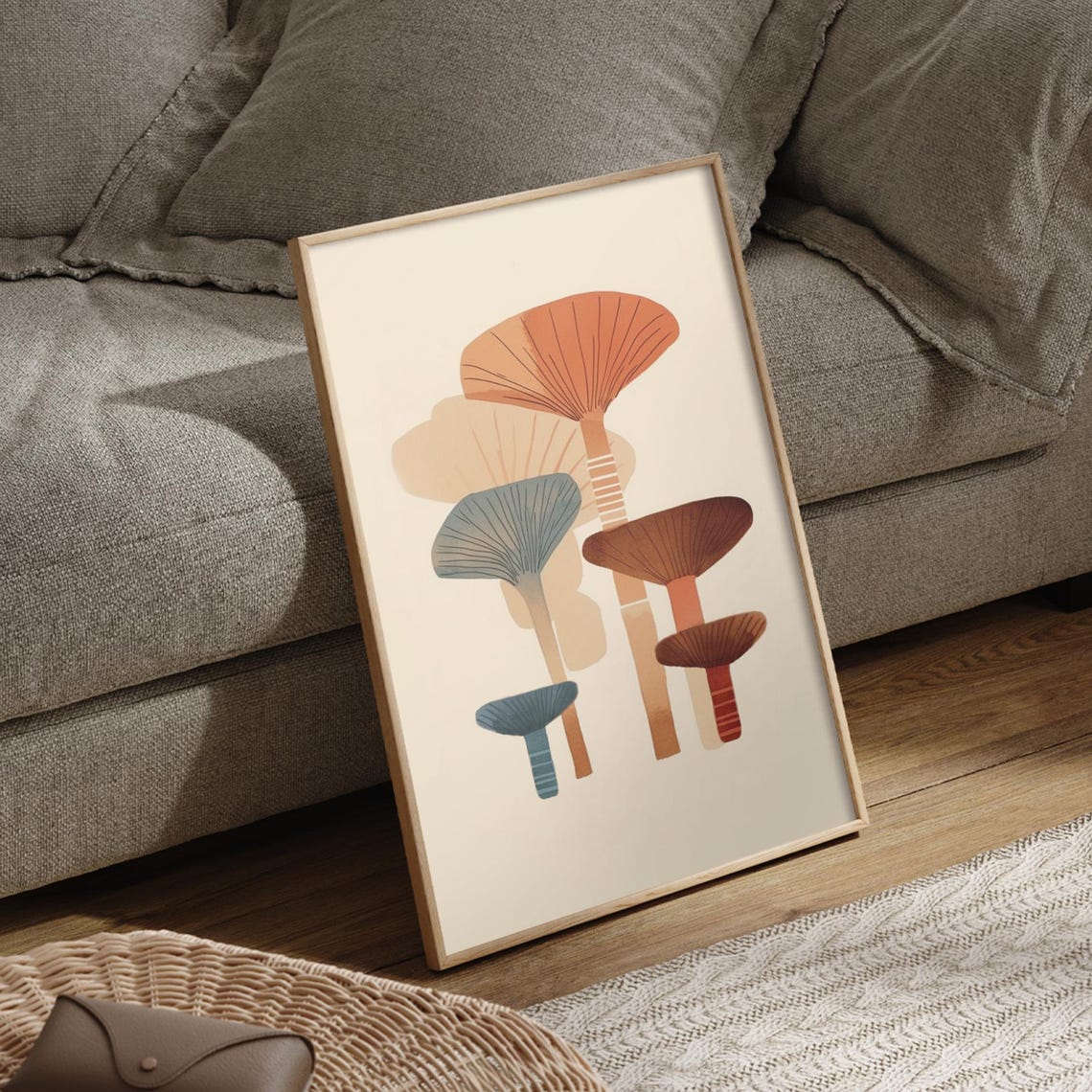 Warm Terracotta Abstract Mushroom Botanical Minimalist Poster