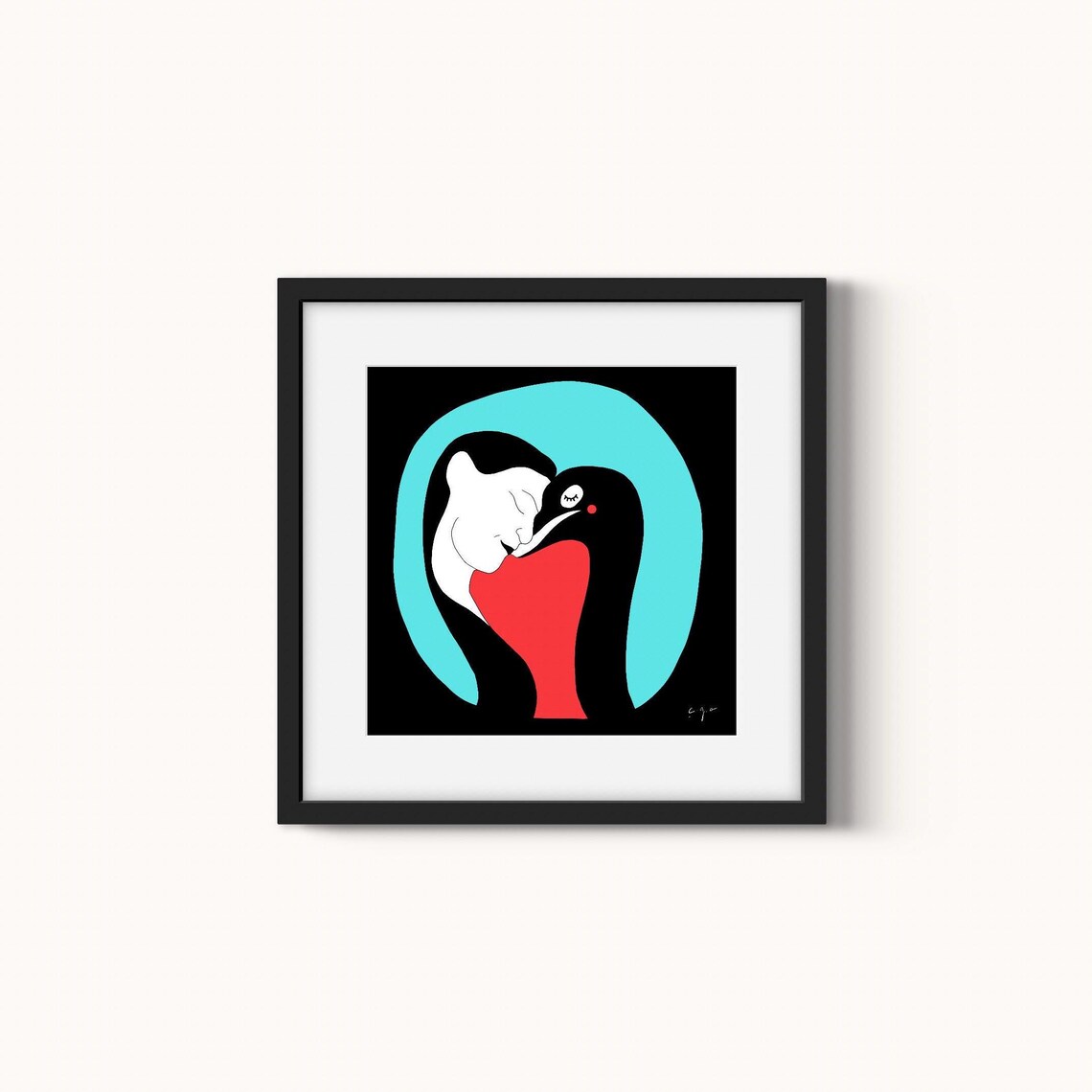 Ostrich Animal Lover Minimalist Illustration Art