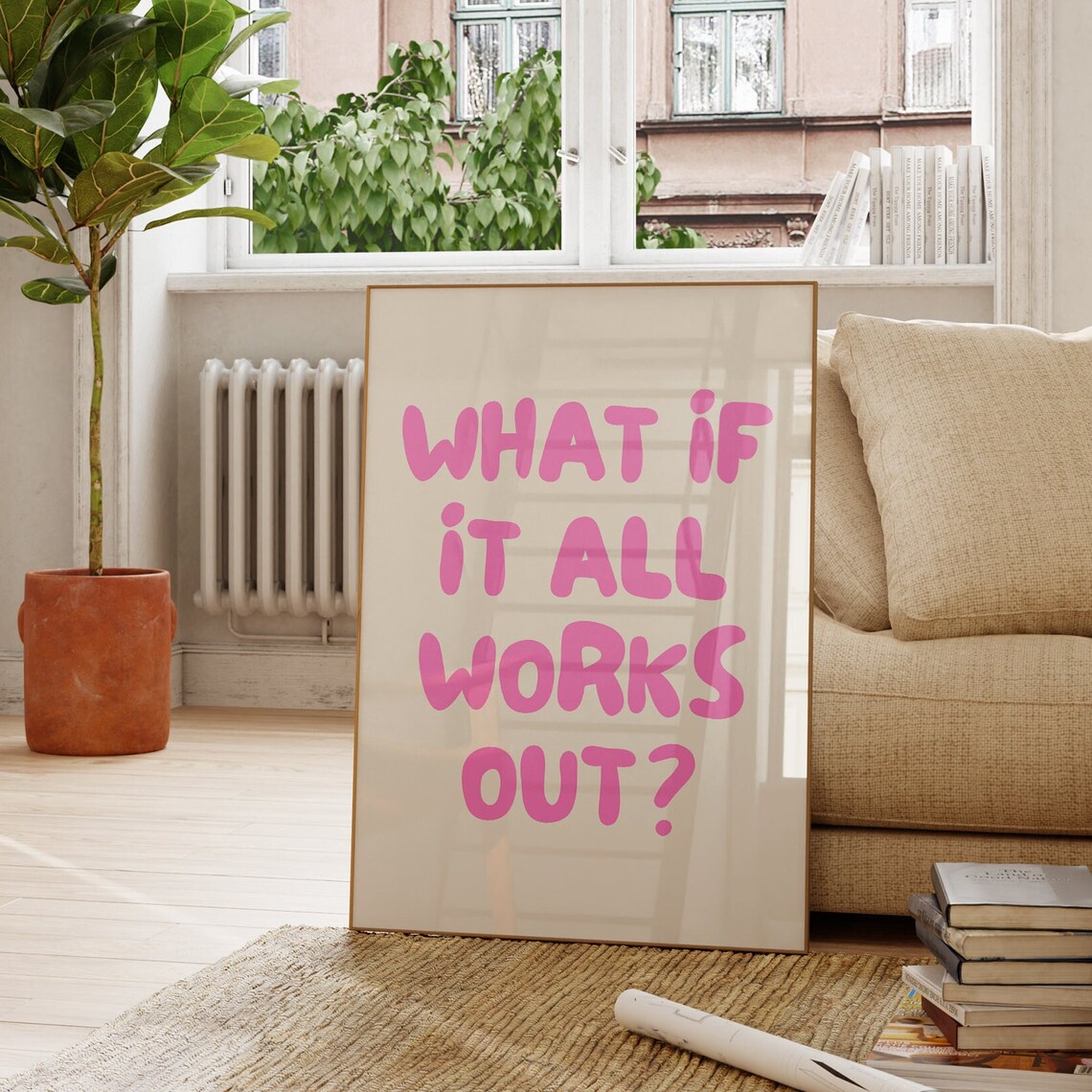 What If It All Works Out, Pink Retro Art Print - Image 2