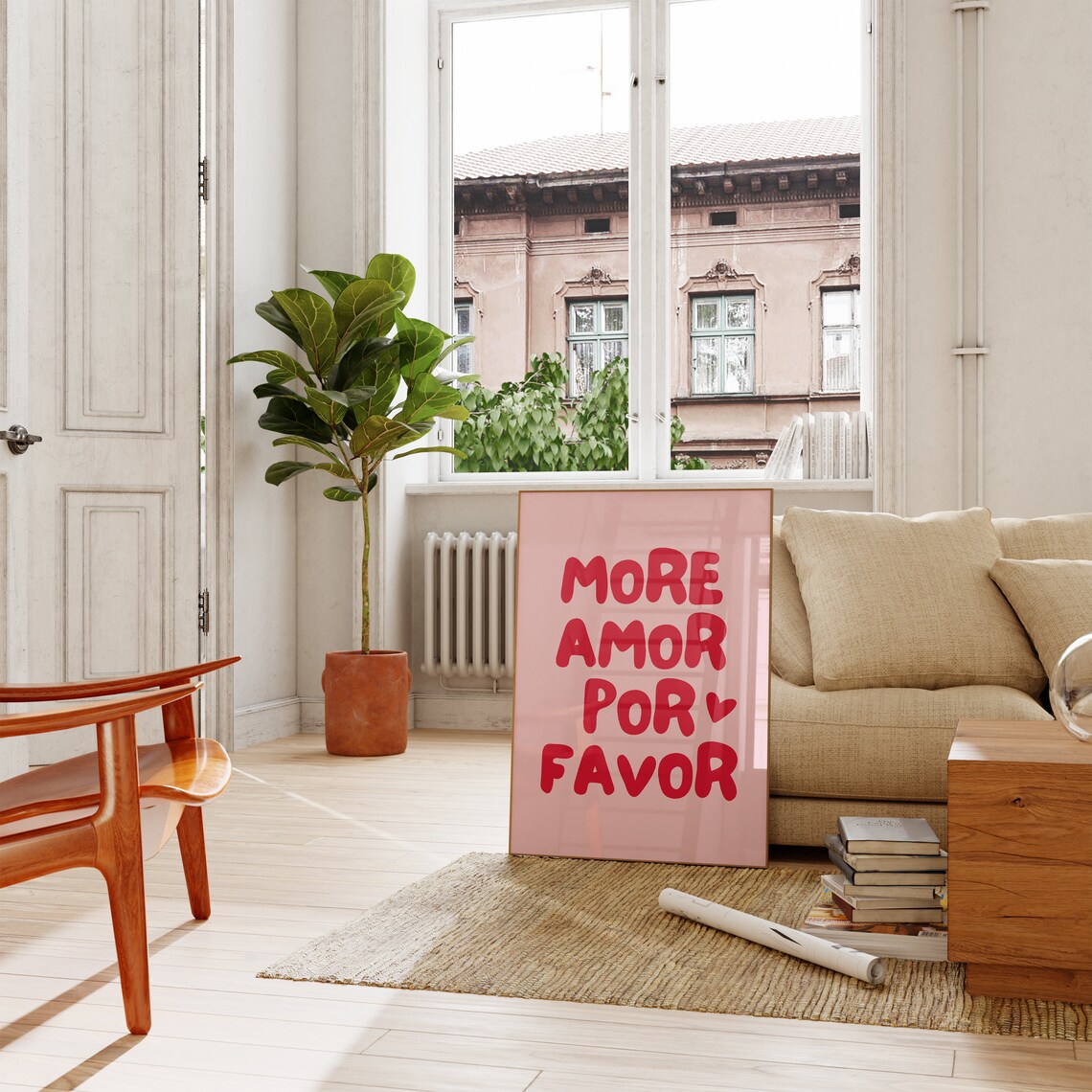 More Amor Por Favor Red Bubble Letter Pink Love Quote Poster - Image 3