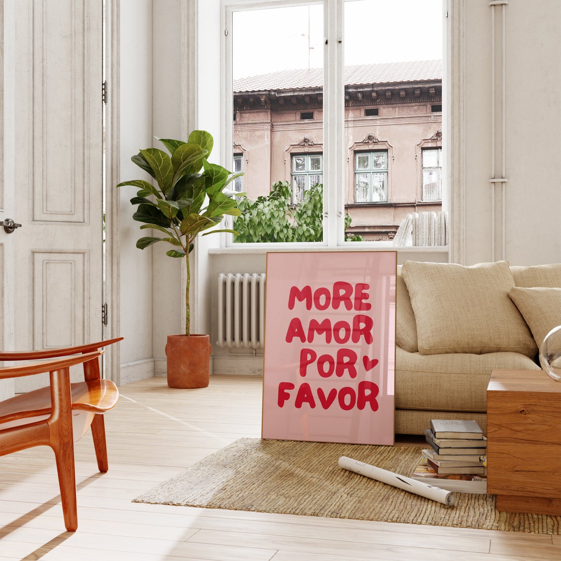 Trendy More Amor Por Favor Wall Art Preppy Poster College Apartment Decor Love Quote Print Coquette Room Decor Girly Wall Art - Image 3
