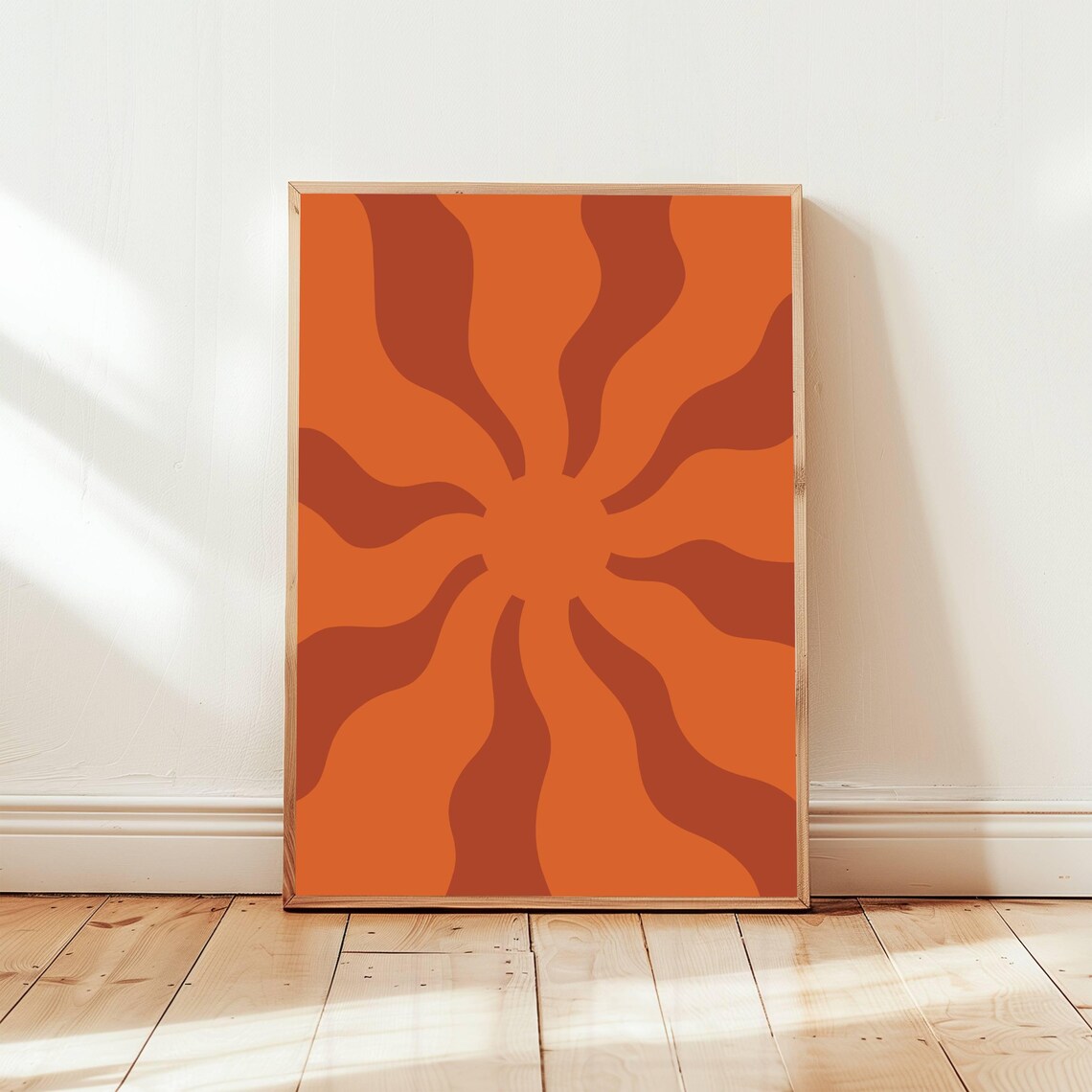 Retro Sun Print No3 Rustic Orange And Brown Boho Decor Hippie Poster 70s Art Surf Aesthetic Groovy Wall Art
