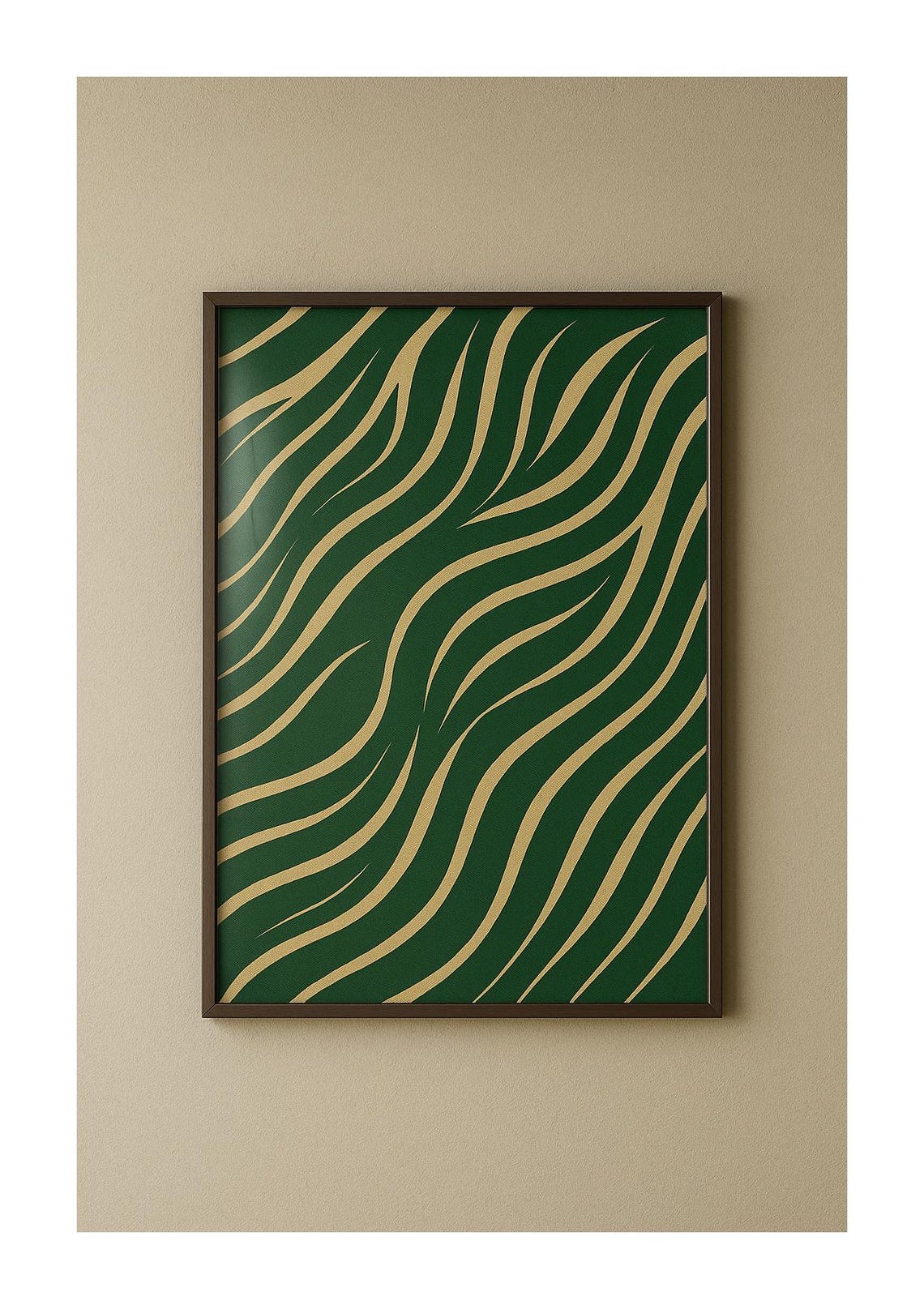 Green Gold Wavy Lines Modern Abstract Striped Decor Art Print