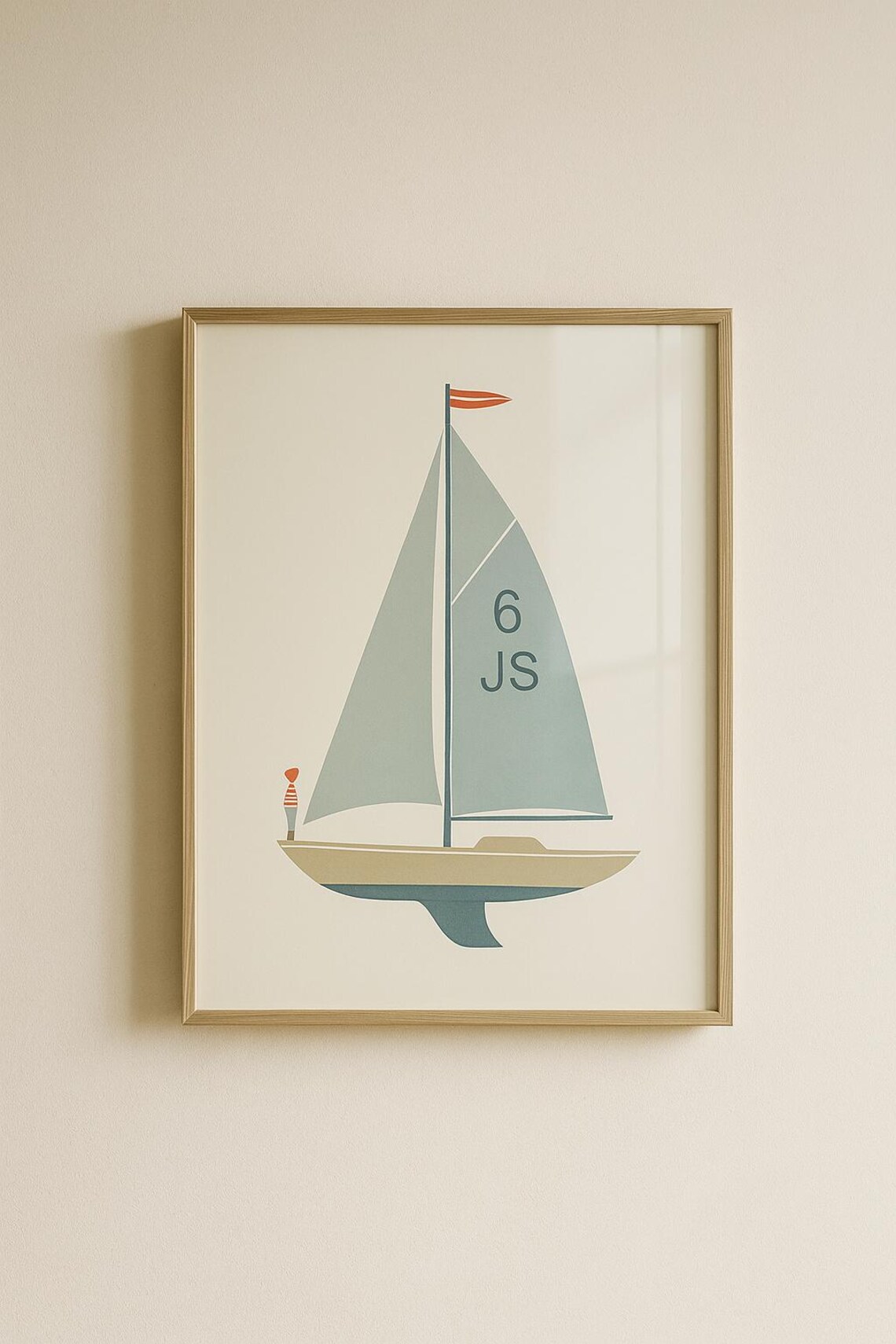 Minimalist Sailboat Nautical Poster Scandinavian Coastal Style Beach Art