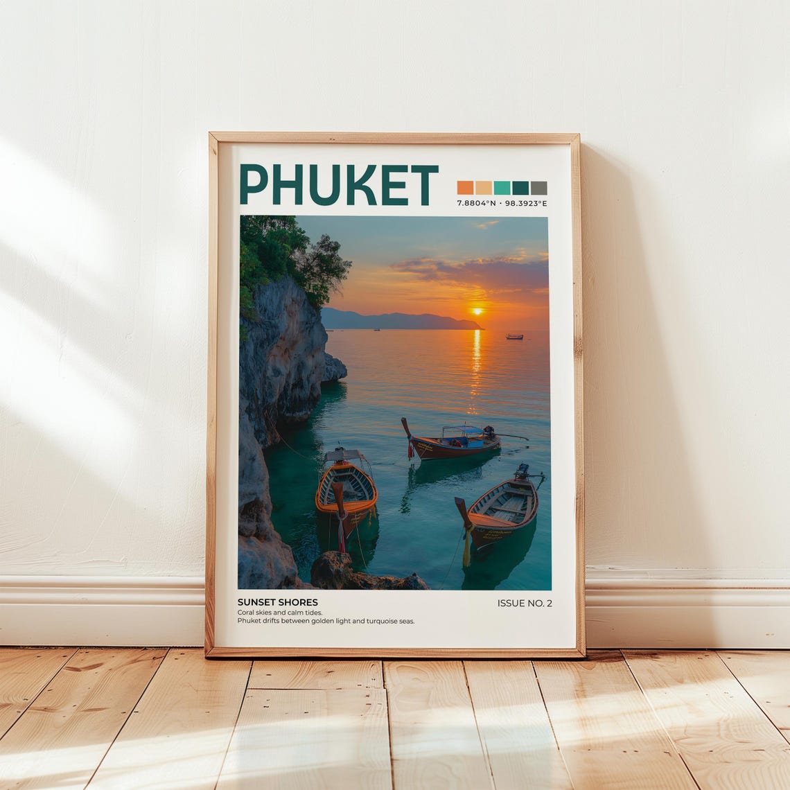 Phuket Thailand Print Asia Travel Poster Coastal Wall Art