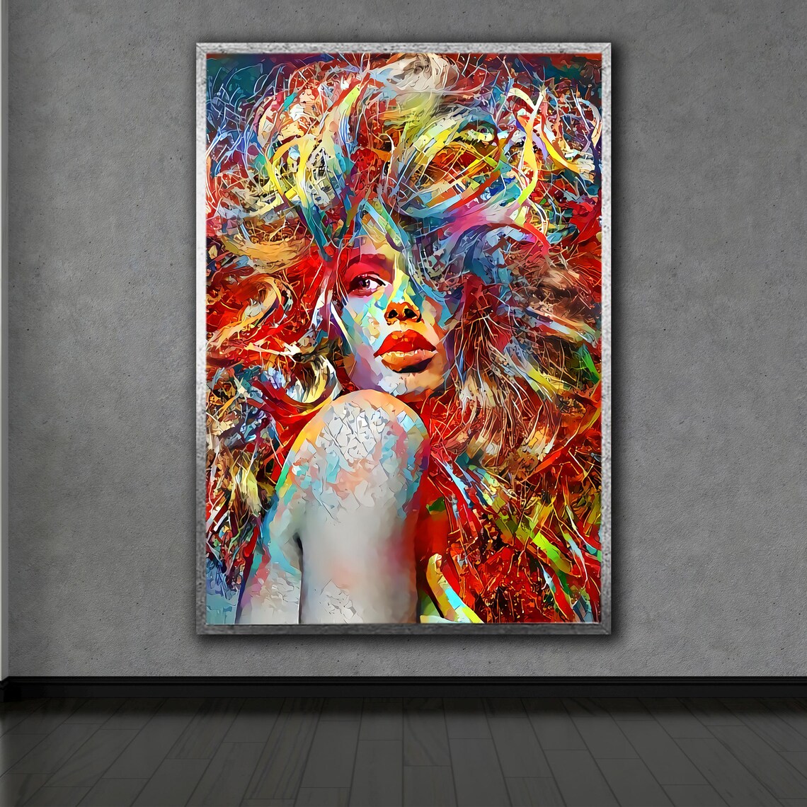 Colorful Pop Art Woman Portrait Vibrant Abstract Face Modern Feminine Poster