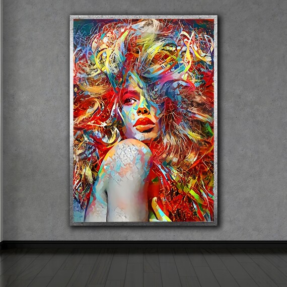 Colorful Pop Art Woman Portrait Vibrant Abstract Face Modern Feminine Poster