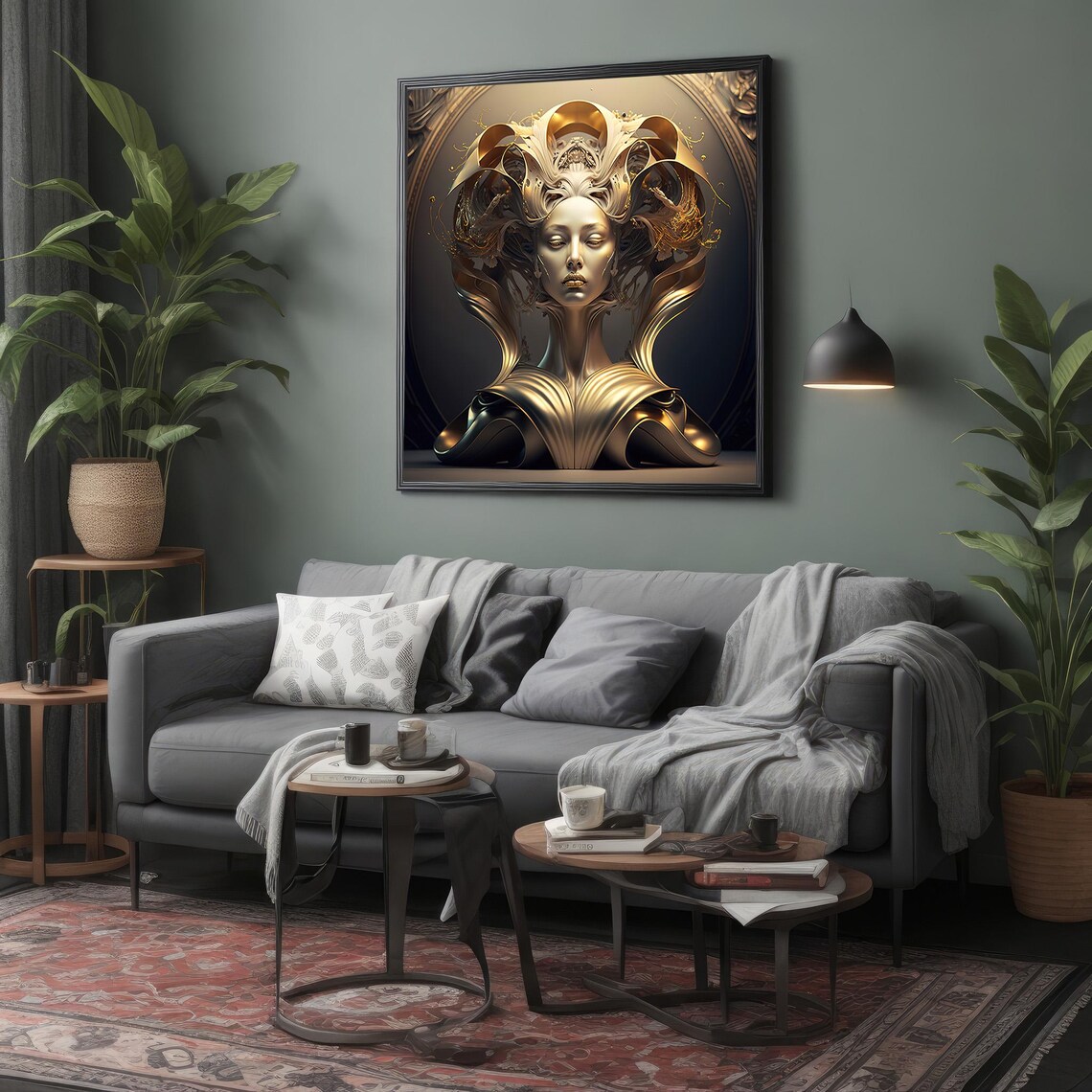 Medusa Golden Sculpture Bust Bronze Woman Classical Art Poster - Image 4
