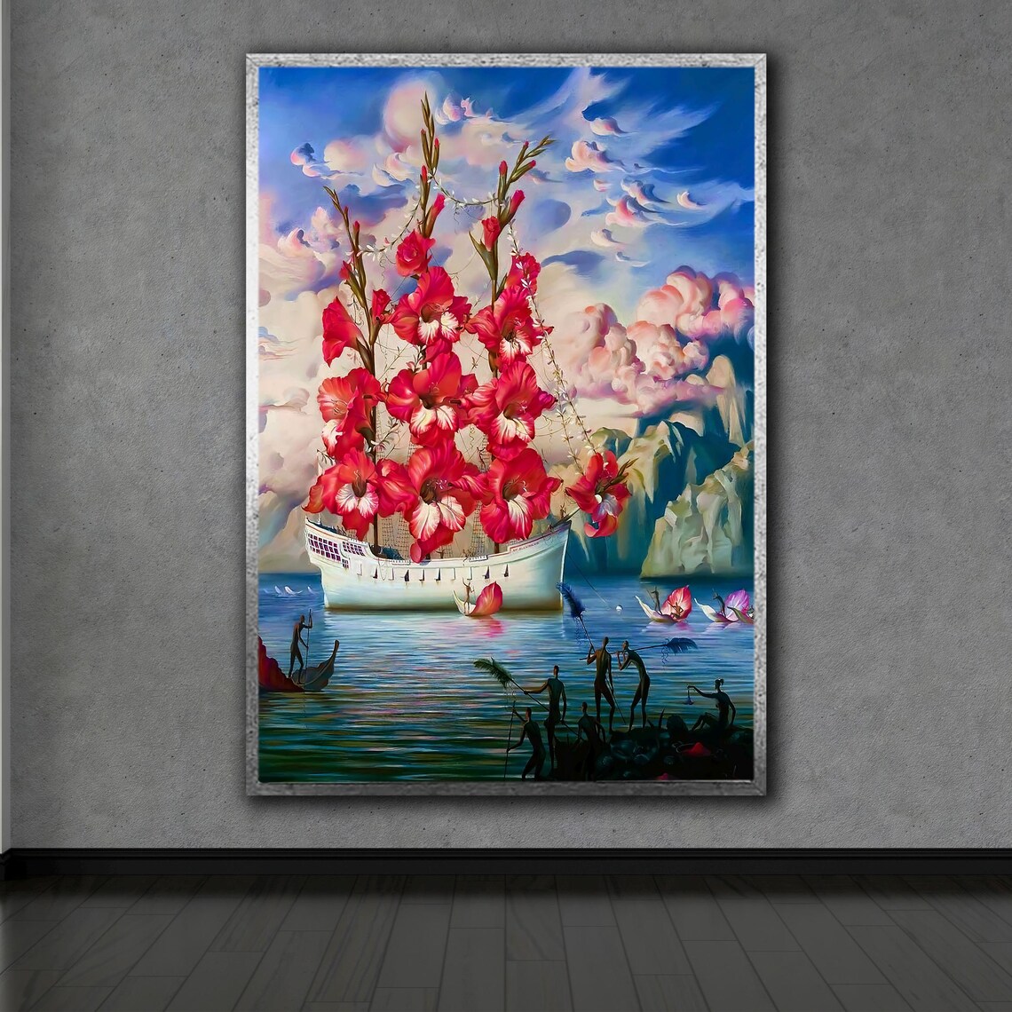 Vladimir Kush Style Flower Ship Surrealist Ocean Fantasy Painting Art Poster - Image 2