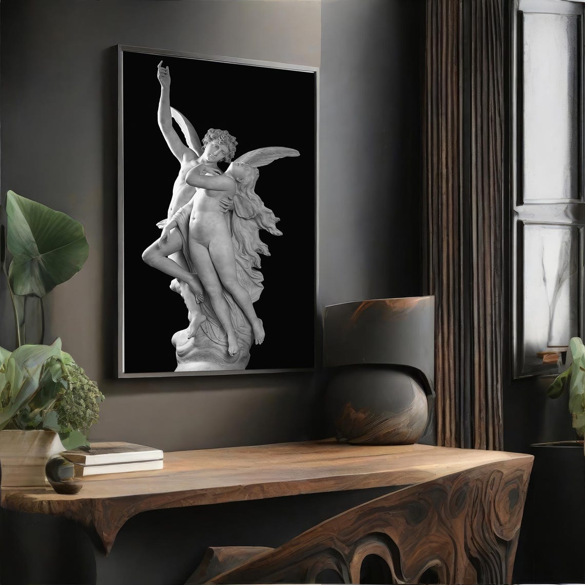 Neoclassical Winged Couple Marble Sculpture Greek Mythology Art Print - Image 4
