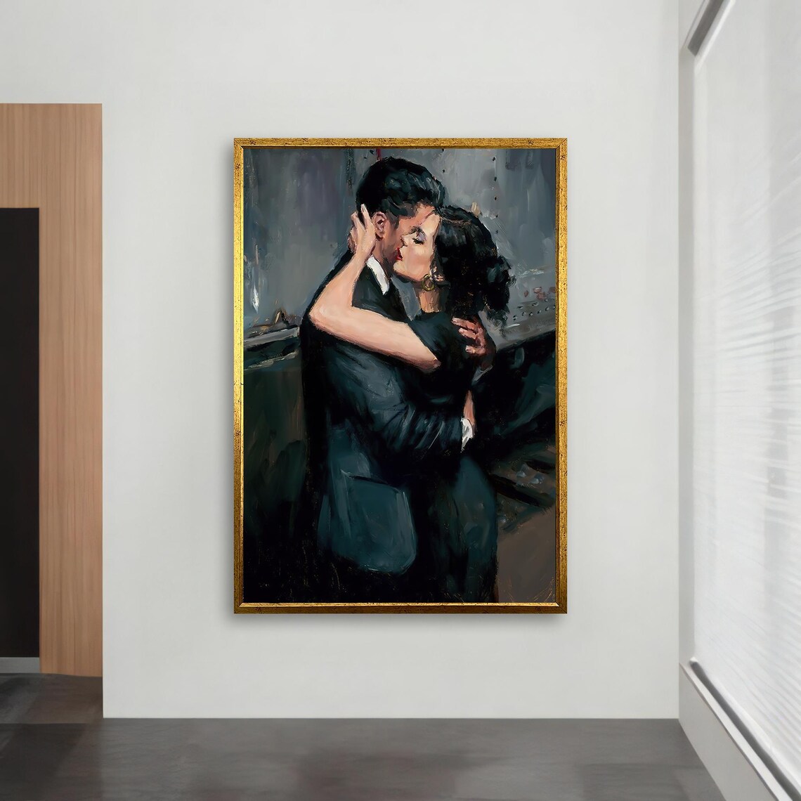 Lovers Saying Goodbye - Figurative Decor Art Print - Image 2