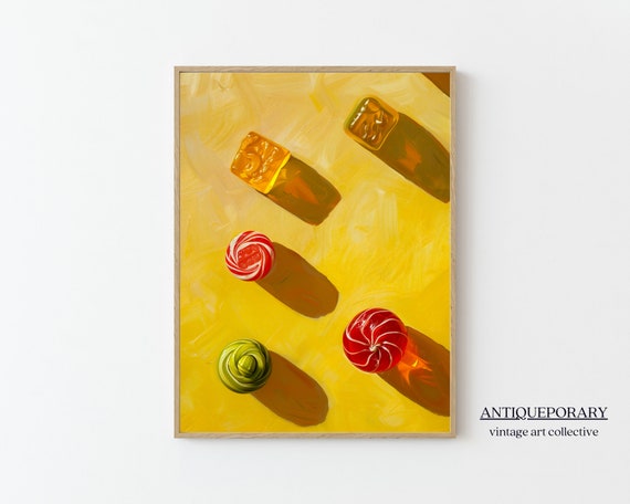 Trendy Retro Art Print Modern Candy Painting Colorful Pop Art Aesthetic Gallery Wall Candy Shop Decor Candy Lover Gift Art