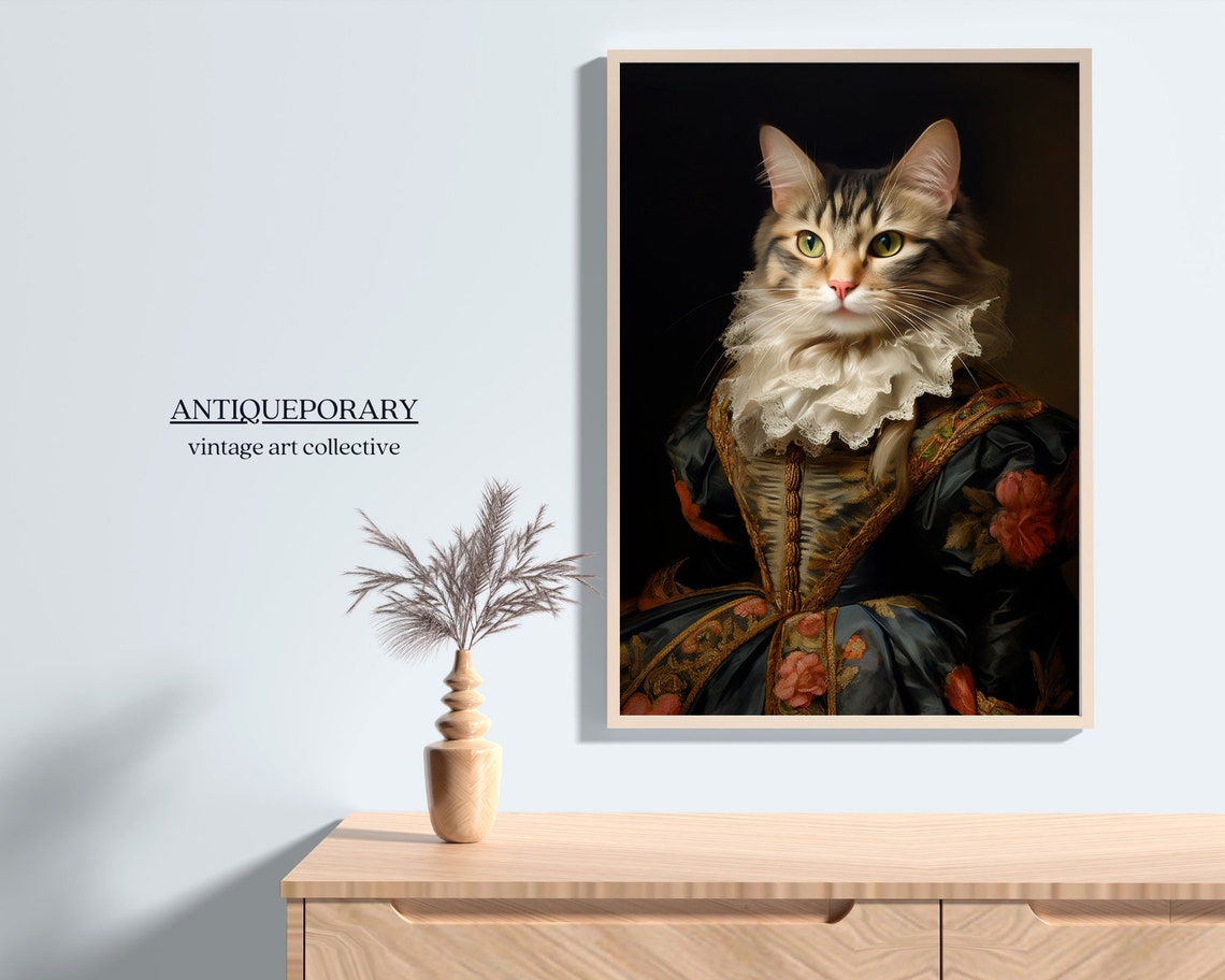 Royal Tabby Cat Lady Portrait Baroque Gown Vintage Style Poster - Image 7