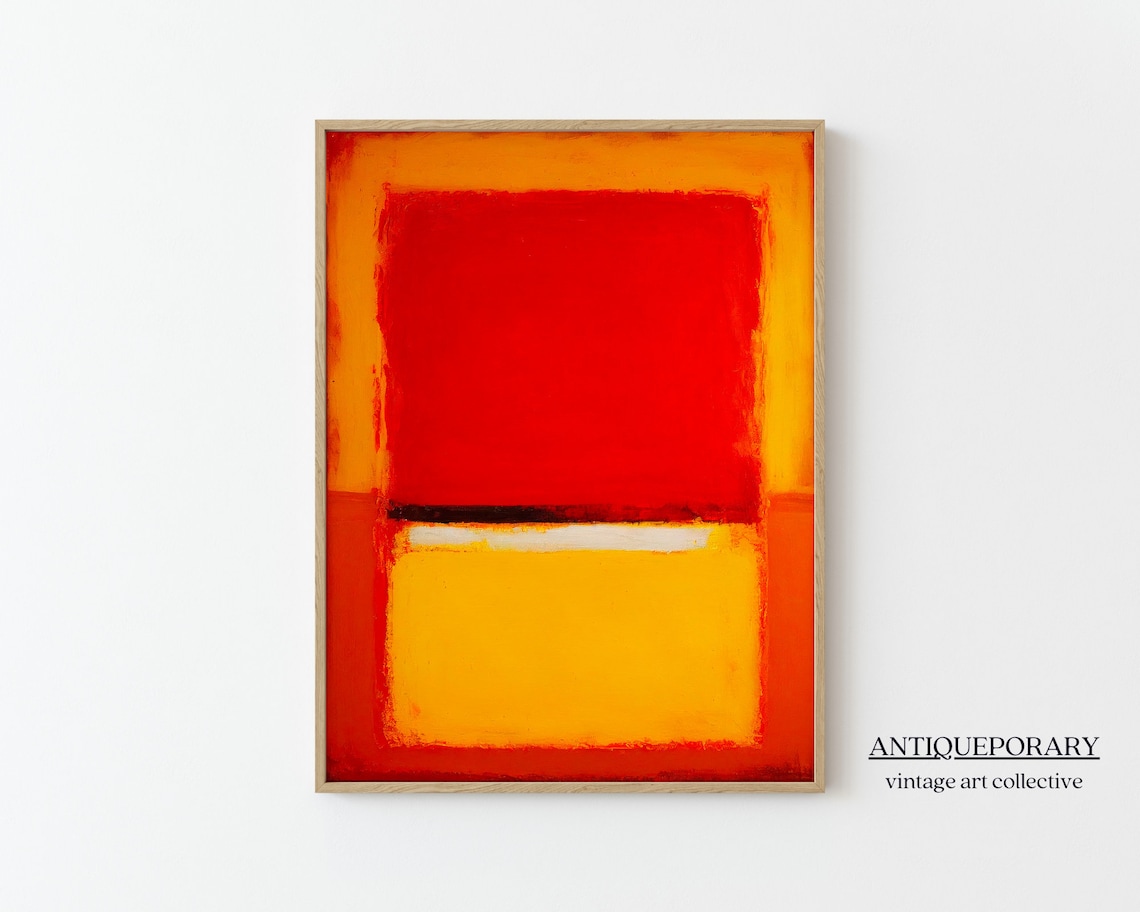 Fiery Red Orange Rectangle Abstract Modern Color Field Art Print