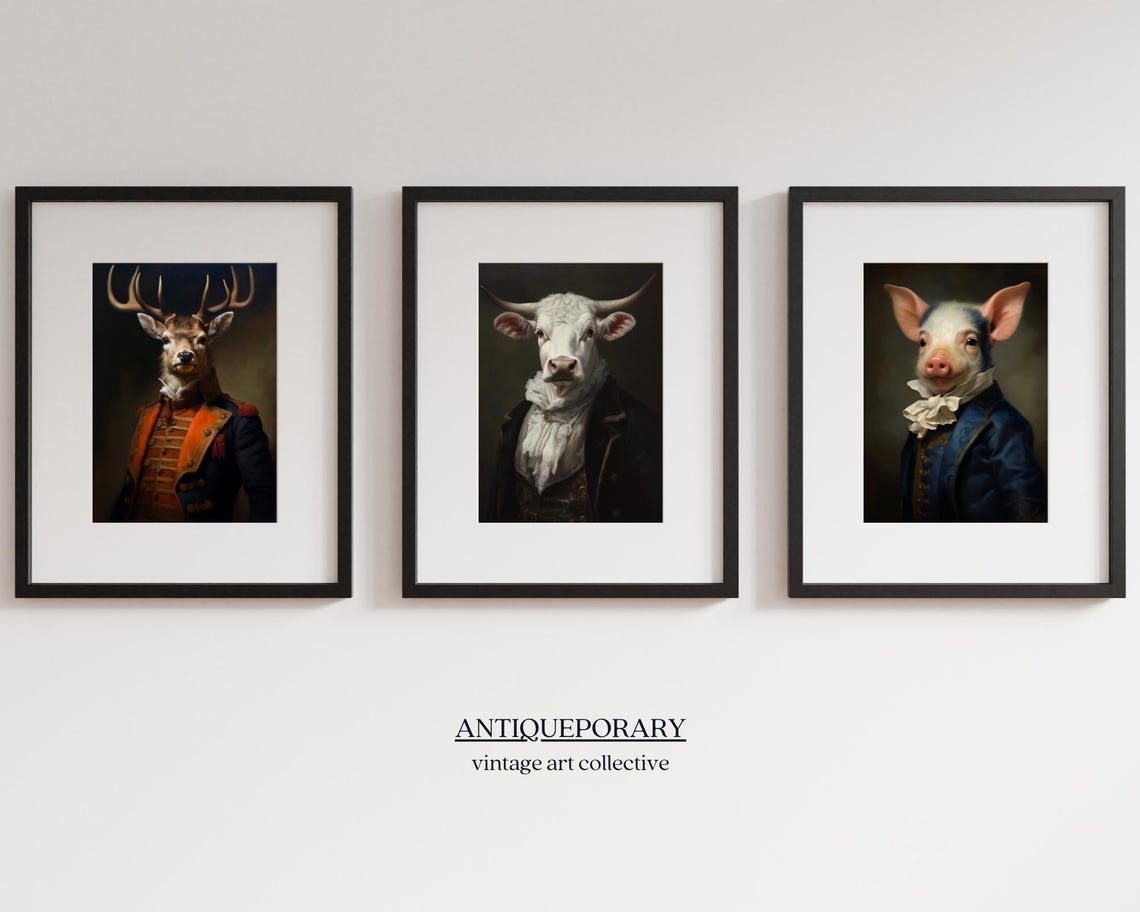 White Cow Longhorn Gentleman Black Coat Lace Cravat Victorian Poster - Image 3