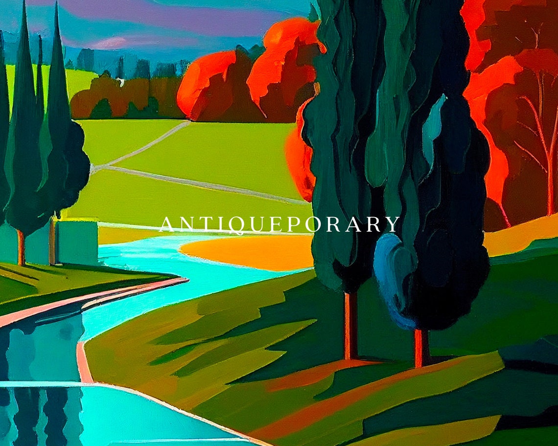 Contemporary Painting Of Country Landscape Scenery Canadian Wall Art Newfoundland Prints California Scenery Vineyard Painting - Image 2