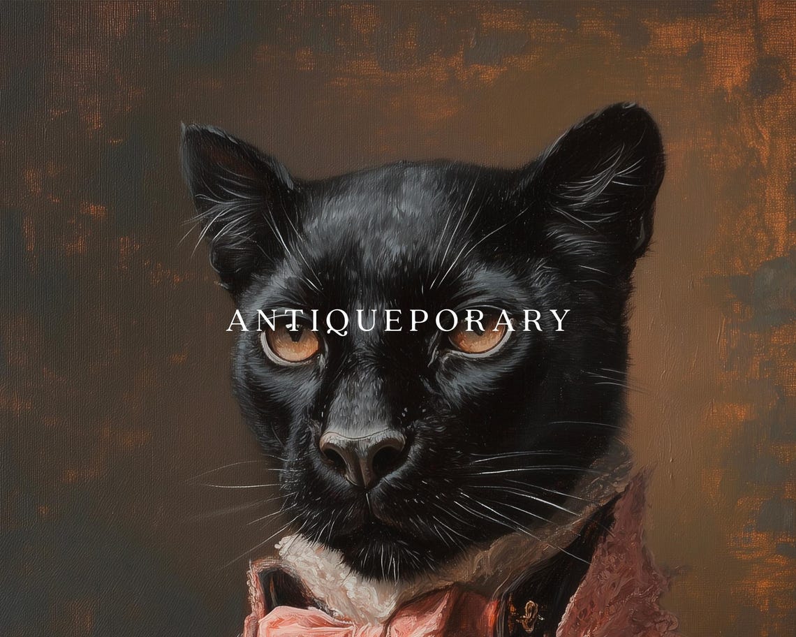 Black Panther in Pink Rococo Jacket Vintage Aristocratic Animal Poster - Image 3