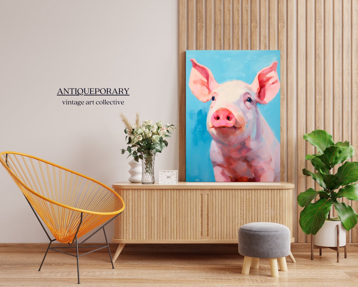Abstract Pig Painting Pig Art Piglet Painting Pig Decor Farm Animals Farm Animal Paintings Pig Abstract Paint Colorful Animal Print - Image 4