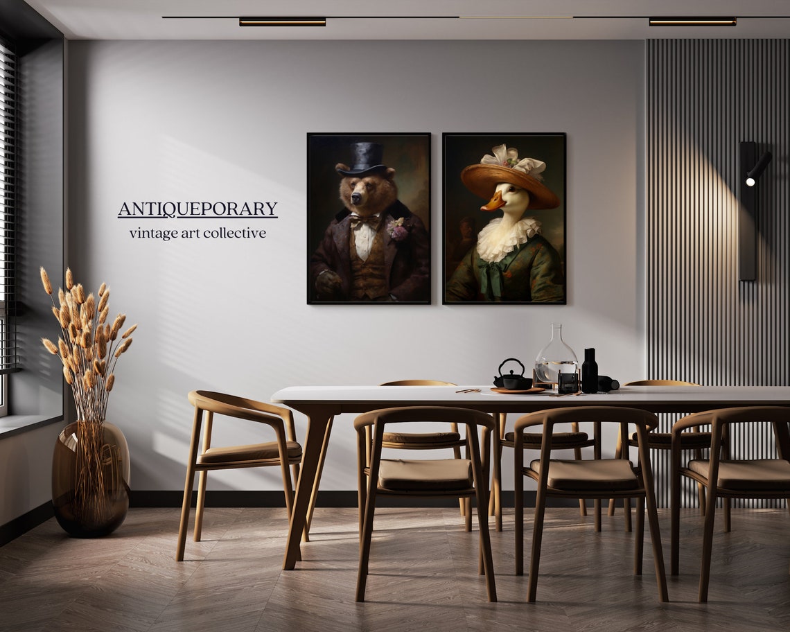 Gentleman Bear Top Hat Tailcoat Vintage Royal Animal Portrait Poster - Image 3