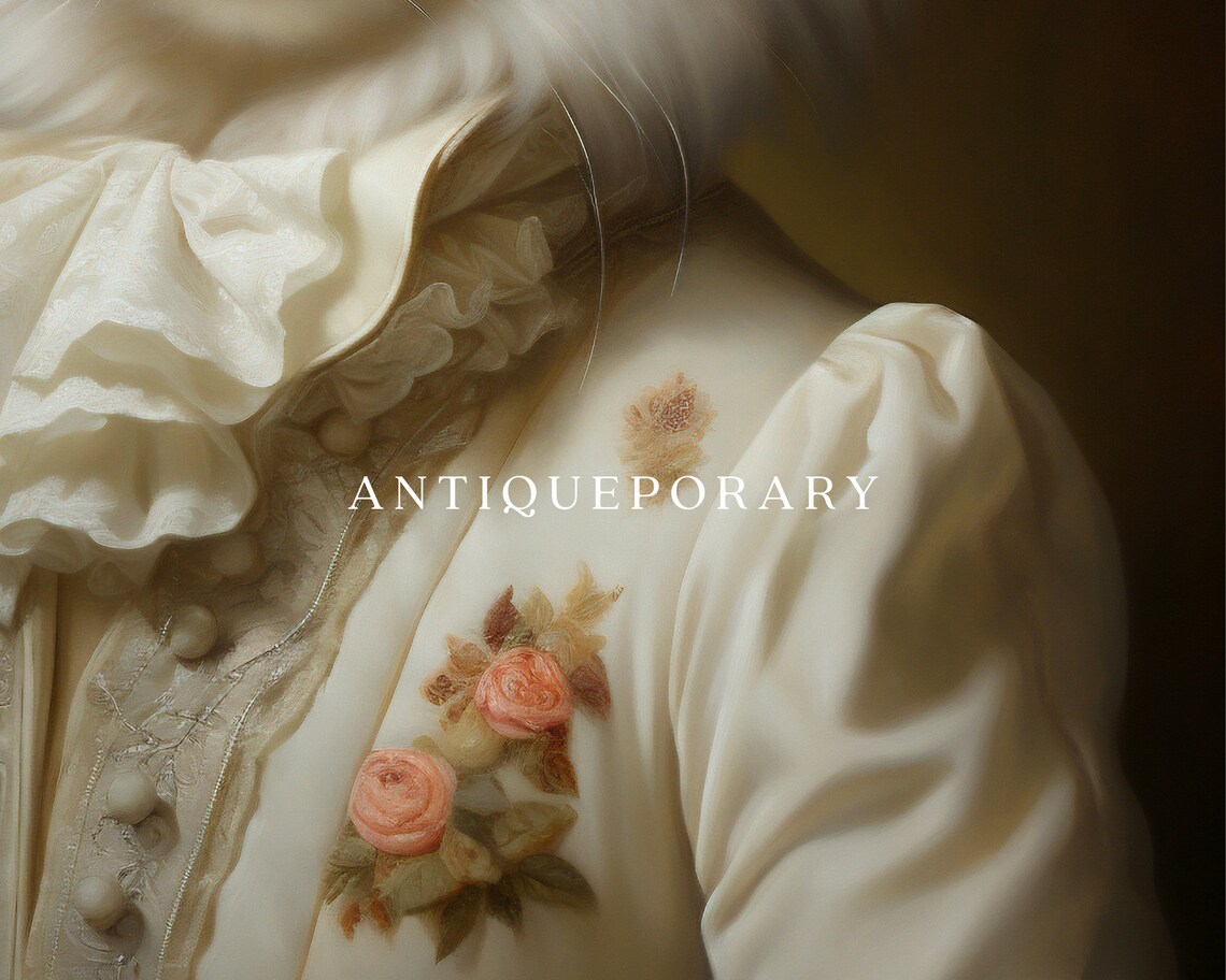 Royal White Cat in Victorian Gown Vintage Aristocratic Pet Portrait Poster - Image 2