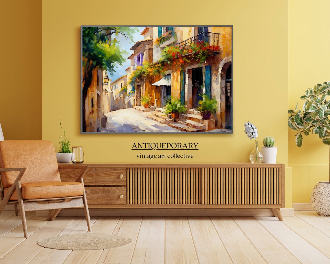 French Cityscape Art Print Vintage Architecture Oil Painting Urban Wall Decor Vintage European Cityscape Painting Wall Art - Image 4