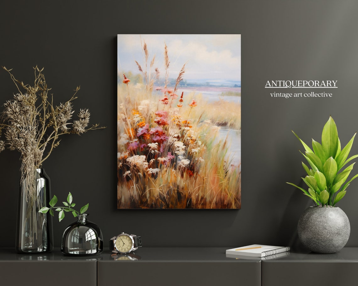 Tall Wildflowers and Grasses by Lakeshore Soft Vintage Poster - Image 4