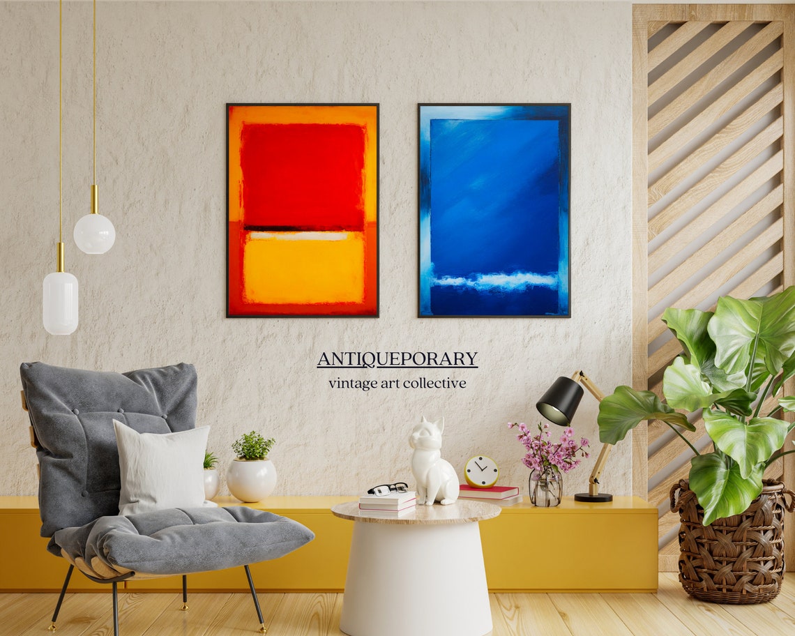 Fiery Red Orange Rectangle Abstract Modern Color Field Art Print - Image 2