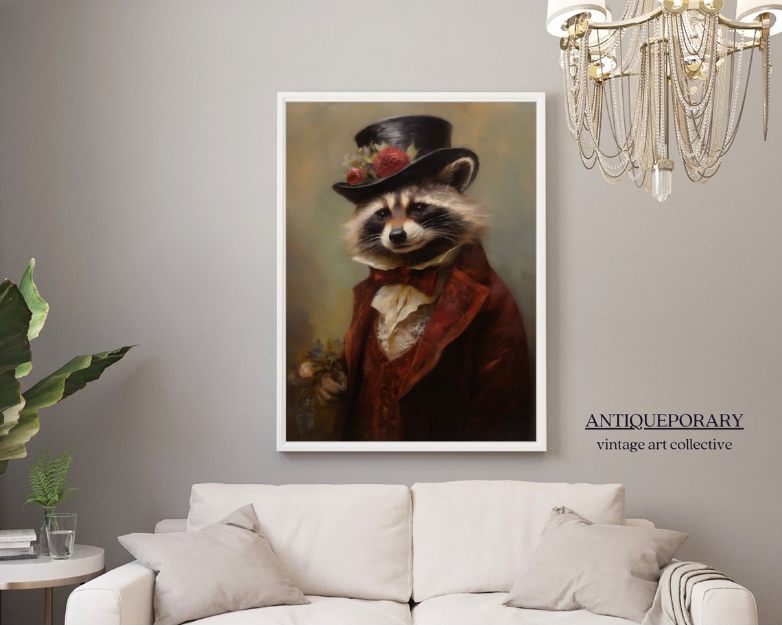 Victorian Animals Portrait Royal Raccoon Art Print Renaissance Animal Painting Vintage Animal Portrait Altered Art Animal Lover Gift - Image 5
