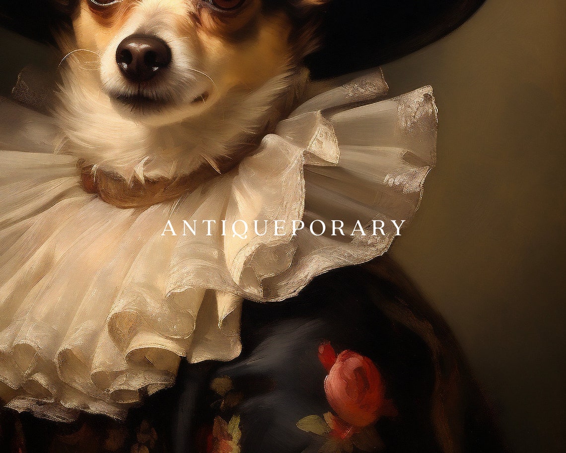 Victorian Animal Portrait Dressed Animal Print Lady Dog Poster Renaissance Animal Portraits Vintage Inspired Art Pet Portrait Gift - Image 2