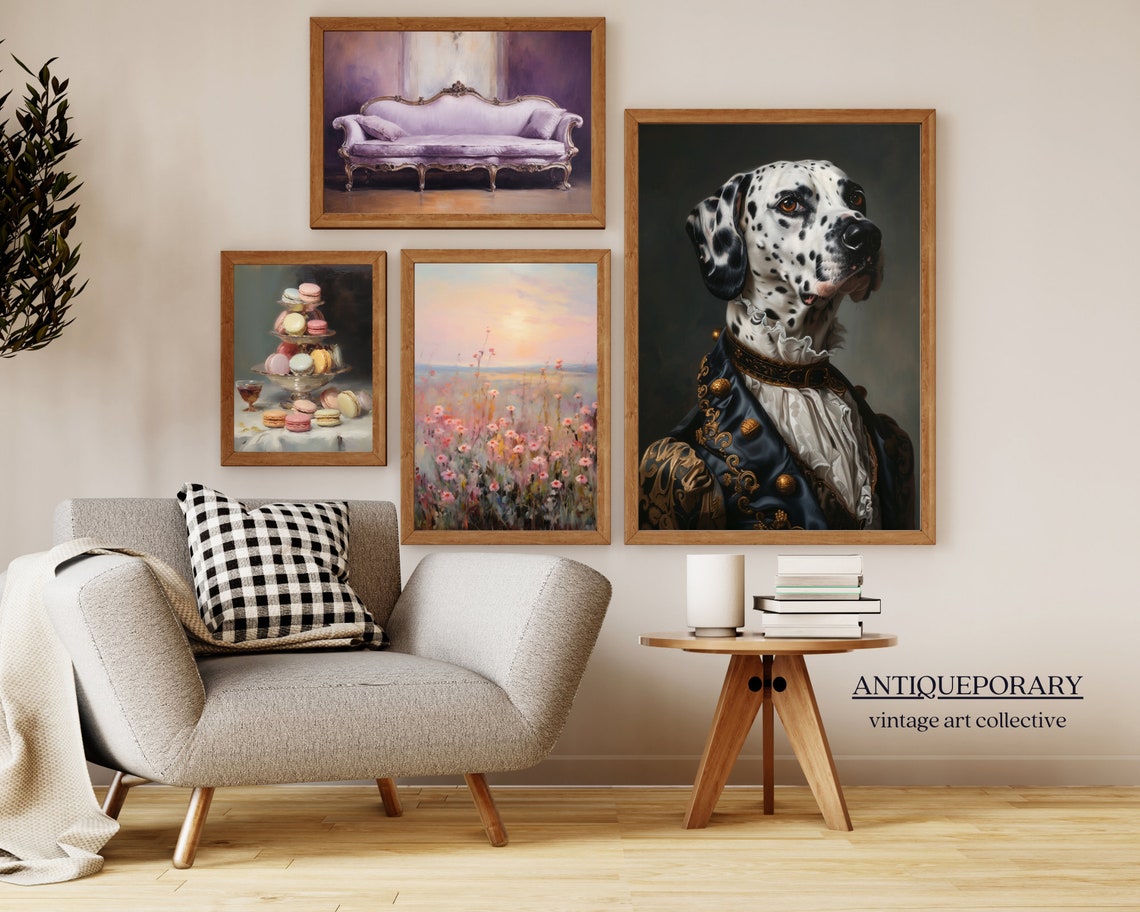 Noble Dalmatian Gentleman Jeweled Coat Ruff Collar Oil Portrait Poster - Image 2