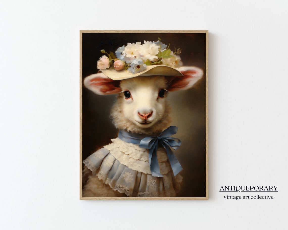 Victorian Animal Portrait Royal Baby Sheep Vintage Print Dressed Animal Print Cute Farm Animal Renaissance Animal Art Animal Lover Gift