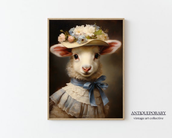 Victorian Animal Portrait Royal Baby Sheep Vintage Print Dressed Animal Print Cute Farm Animal Renaissance Animal Art Animal Lover Gift
