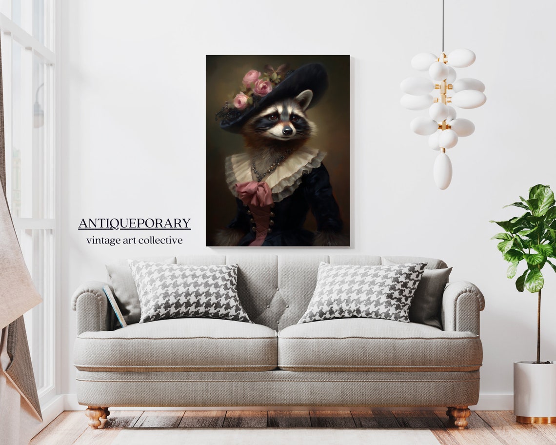 Victorian Animals Portrait Royal Lady Raccoon Vintage Print Renaissance Animal Dark Moody Animal Poster Altered Art Animal Lover Gift - Image 7