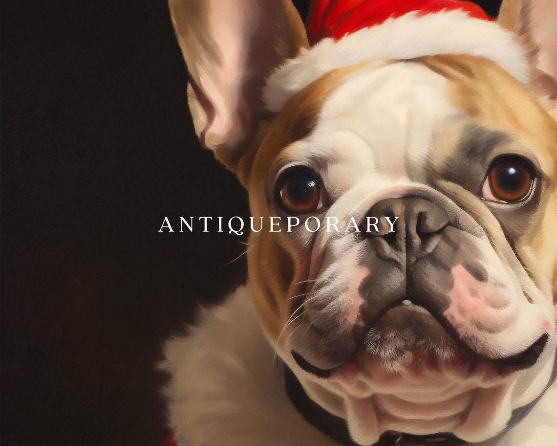 French Bulldog Dressed as Santa Claus Christmas Portrait Poster - Image 3