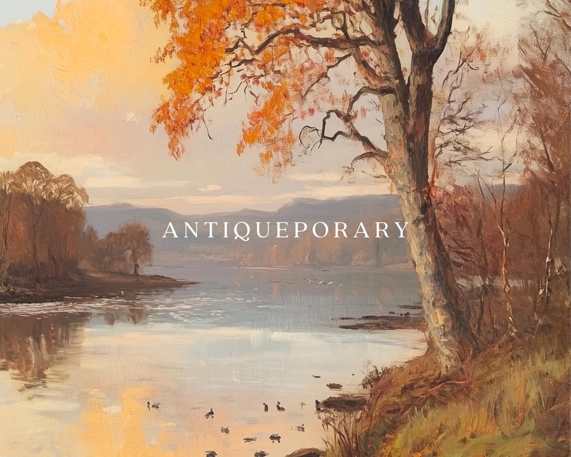 Autumn Lake with a Brilliant Orange Tree at Sunset Landscape Poster - Image 2