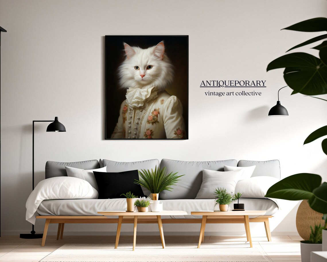 Royal White Cat in Victorian Gown Vintage Aristocratic Pet Portrait Poster - Image 5