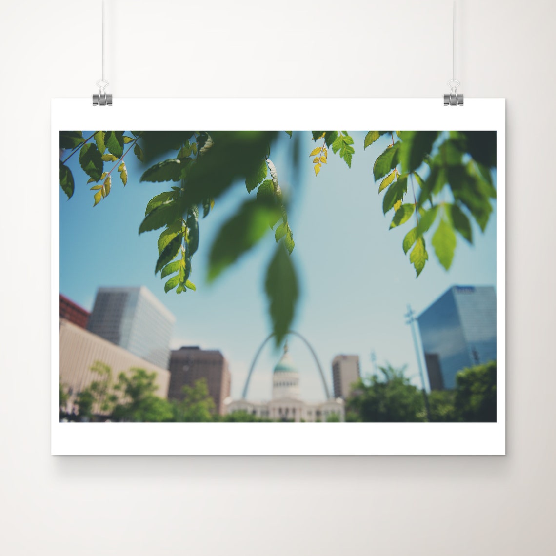 St Louis Gateway Arch Through Green Trees Photography Poster