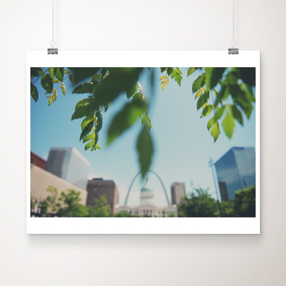 St Louis Gateway Arch Through Green Trees Photography Poster