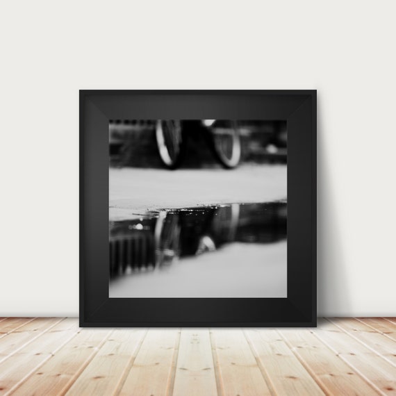 Black And White Bicycle Photograph Reflection Print Abstract Art Bike Cambridge Square
